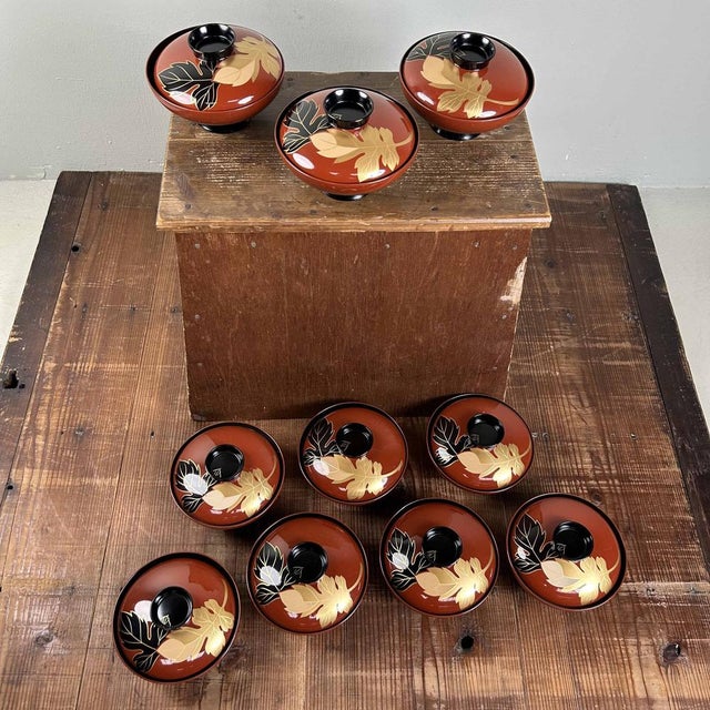 Wajima-Nuri Owan Serving Bowls, Japan, 1970s, Set of 10 For Sale - Image 11 of 18