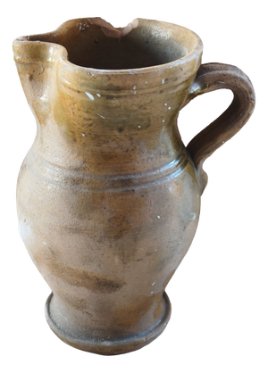 Vintage Rustic Yellow Glazed Terracotta Jug, Southern Italy
