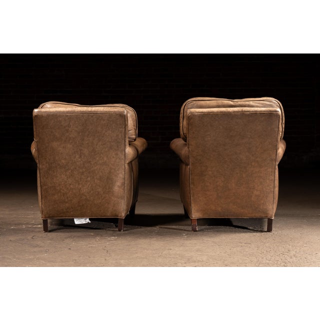 Pair of Vintage Leather Club Lounge Chairs For Sale In Chicago - Image 6 of 8