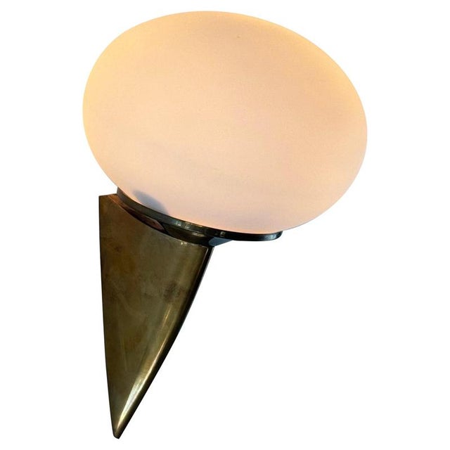 Italian Lancia Wall Sconce in Brass and Opaline Glass from Stilux Milano, 1960s For Sale - Image 14 of 14