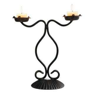 Libby Candlestick | Handcrafted Dual-Arm Metal Candle Holder for Elegant Decor For Sale