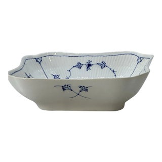 Vintage Royal Copenhagen Blue Fluted Plain Square Vegetable Bowl For Sale