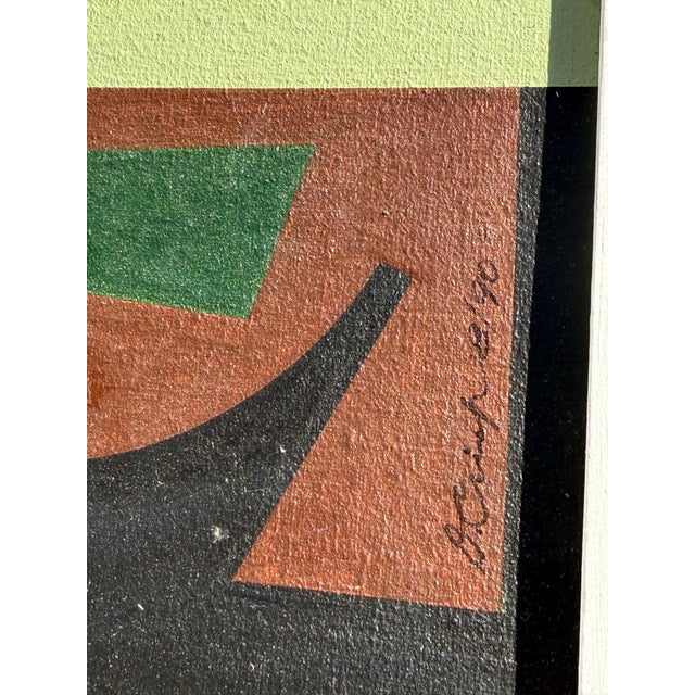Vintage Modernist Abstract Painting by Darrell Crisp, Signed and Dated 1990. Oil on Canvas. For Sale - Image 9 of 9