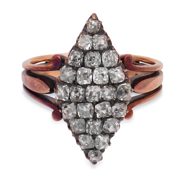 Victorian 19th Century Victorian 1.70 Carat Old Mine Cut Diamond 14k Rose Gold Ring, Size 4.5 For Sale - Image 3 of 7