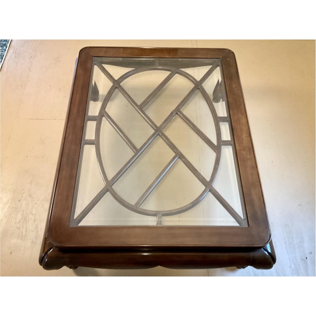 Mid 20th Century Vintage Rectangular Mahogany and Glass Top Coffee Table For Sale - Image 5 of 9