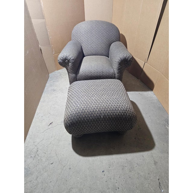 Vintage Donghia Custom Upholstered Club Chair & Matching Ottoman, Circa 1990’s For Sale In New York - Image 6 of 6