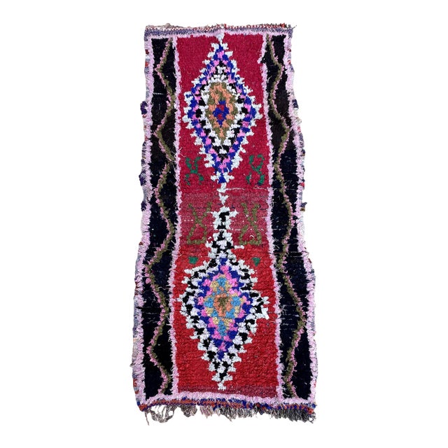 1980s Moroccan Colorful Vintage Rug - 2'11" X 6'10" Ft For Sale