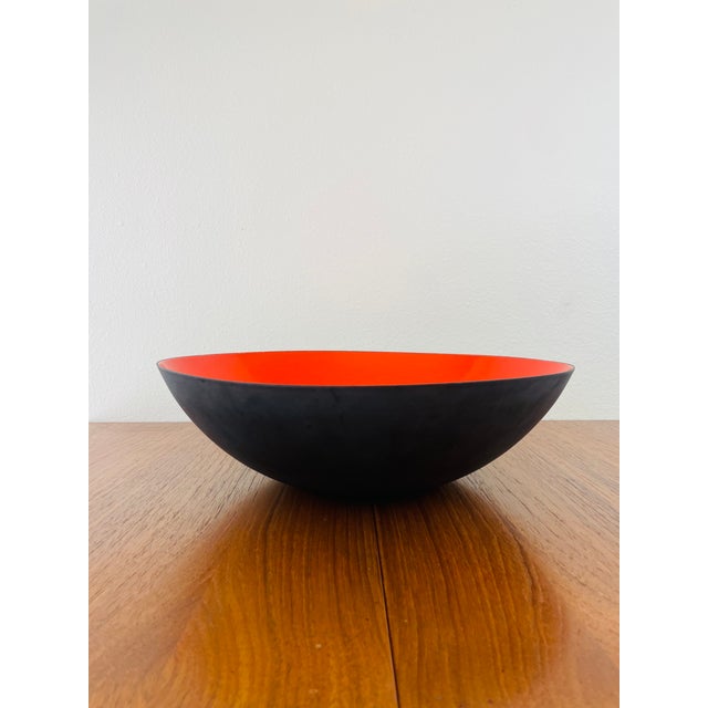 Metal Vintage 1950s Krenit Denmark Large 15" Orange Enameled Bowl For Sale - Image 7 of 10