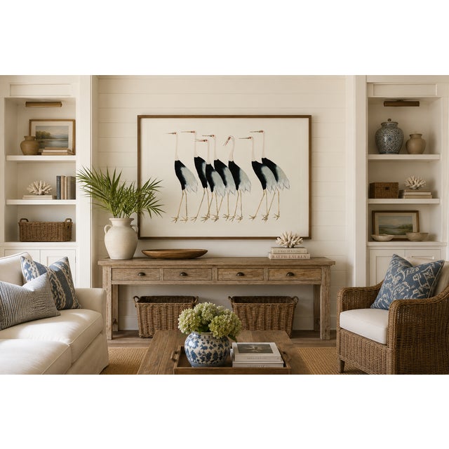 Vintage Japanese Cranes Illustration, Coastal Bird Art Print, 30" X 20" For Sale In Buffalo - Image 6 of 8