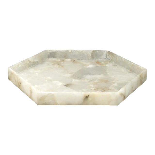 Jamie Young Antonia Alabaster Tray, Large For Sale