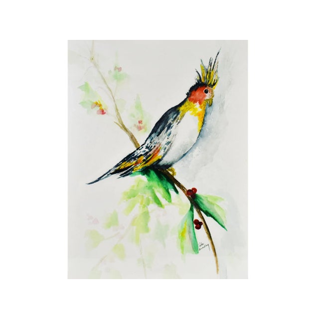 Vintage beautiful colorful tropical bird water color paining by Ida Bradley. In great vintage condition. Dimensions...