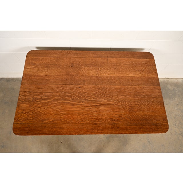 Stickley Brothers Style Antique Mission Oak Arts & Crafts Desk or Writing Table, Circa 1910 For Sale - Image 12 of 15