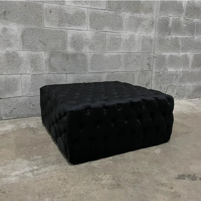 Black Velvet Tufted Chesterfield Footstool Chairish