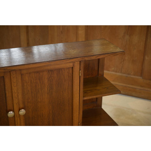 Brown Vintage Art Deco Oak Side Table, 1940s For Sale - Image 8 of 10