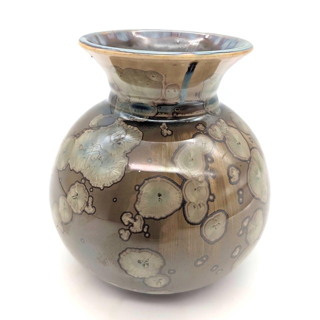 Contemporary Artist Signed Studio Pottery Glazed Crystalline Bud Vase For Sale - Image 3 of 9