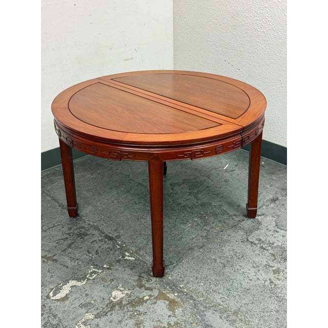 Chinese Rosewood Extension Rosewood Table + Dining Chairs Set, Circa 1970's For Sale - Image 10 of 12