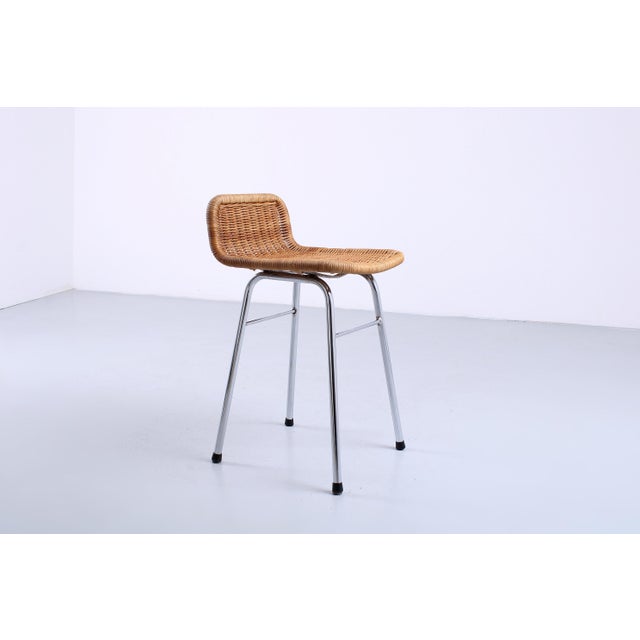 Small Rattan Stool by Dirk Van Sliedregt for Rohe Noordwolde, 1960s For Sale - Image 4 of 10