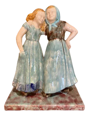 Young Peasant Women in Glazed Terracotta by Henri Paul Rey