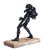 Antique Nude Male Bronze Sculpture on a white Marble Base. May also be utilized as a fountain. The Male is holding a sack...