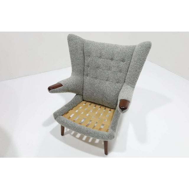 Gray Hans J. Wegner Ap19 Papa Bear Chair in Maharam Wool Boucle For Sale - Image 8 of 9