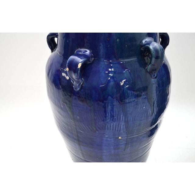 Ceramic Large Blue Ceramic Floor Standing Vases, 1970s, Set of 2 For Sale - Image 7 of 11