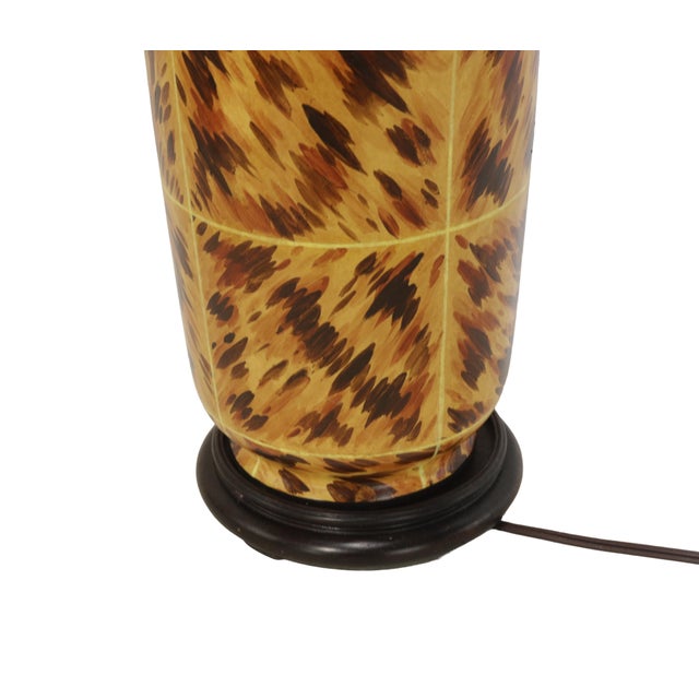 Ceramic A Pair of Early 21st-Century Hand-Painted Tortoiseshell-Patterned Art Ceramic Table Lamps For Sale - Image 7 of 11