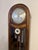 Unusual quality antique oak chiming longcase barometer clock, having a quality antique oak cased long case clock with...