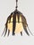 1950s Spanish Copper-Plated Iron Leaf Pendant With Opaline Glass Globe For Sale - Image 4 of 12