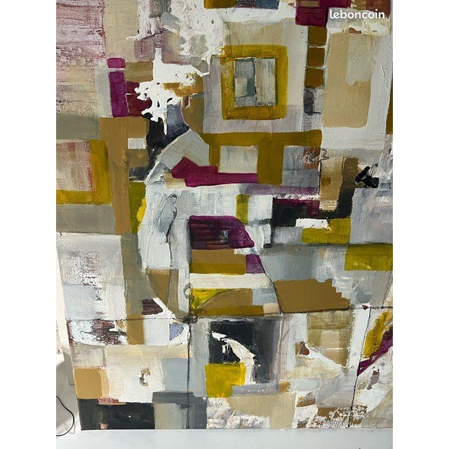 Abstract Composition, Acrylic Painting on Canvas, 2000s For Sale - Image 11 of 14