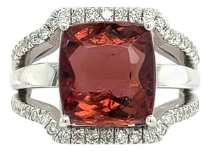 Natural Tourmaline Diamond Ring 6.5 14k White Gold 5.89 TCW Certified