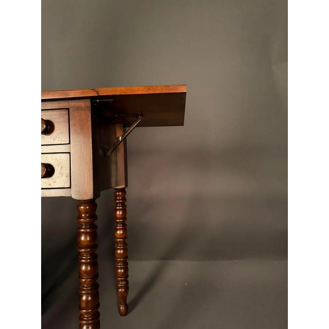Mid 20th Century American Solid Birch Drop Leaf Side Table by Davis Cabinet Co., Two Drawer Nightstand For Sale - Image 13 of 18