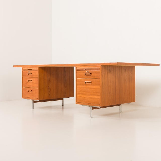 Large Mid-Century Modern Danish Executive Desk in Teak, 1970s For Sale - Image 16 of 18