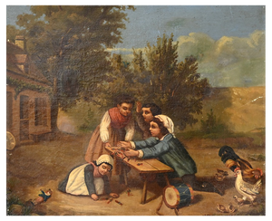 French Artist, Children's Games, 19th Century, Oil on Canvas