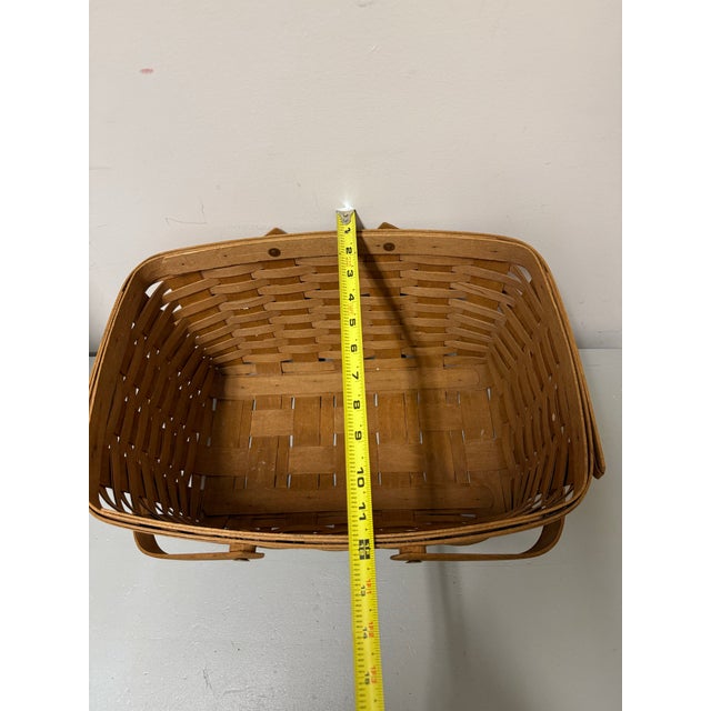 Farmhouse Longaberger Vintage Large Woven 16”x11” Gathering Double Handles Basket, Farmhouse, Farmers Market -No Liner For Sale - Image 3 of 11