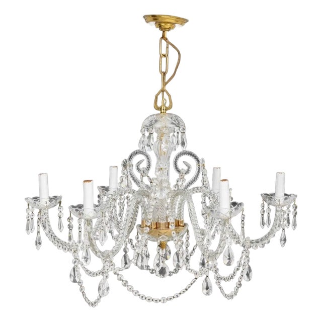 Georgian Style 6-Branch Crystal Chandelier For Sale