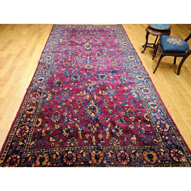 Antique Persian 'Manchester' Kashan Gallery Rug, Wool, Allover Floral Design For Sale - Image 9 of 12