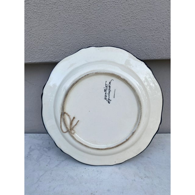 Henriot Quimper French Faience Plate Quimper Circa 1950 For Sale - Image 4 of 4