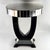 Art Deco Round Mirrored Bar Table, black painted wood with faceted, bevelled mirror panels, handmade and restored, circa...