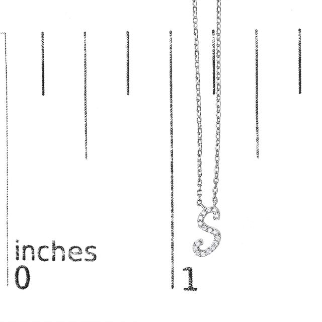 Early 21st Century 10K White Gold Diamond Accent "S" Initial Script Style Pendant Necklace For Sale - Image 5 of 5