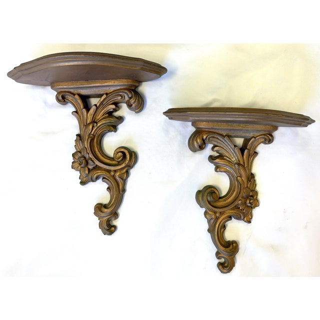 Mid 20th Century Syroco Wood Wall Brackets- A Pair For Sale - Image 14 of 14