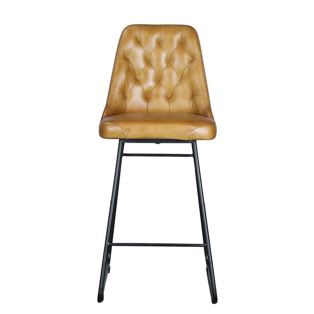 Matthew Izzo Home Verona Tufted Leather and Iron Bar Stool For Sale In New York - Image 6 of 6