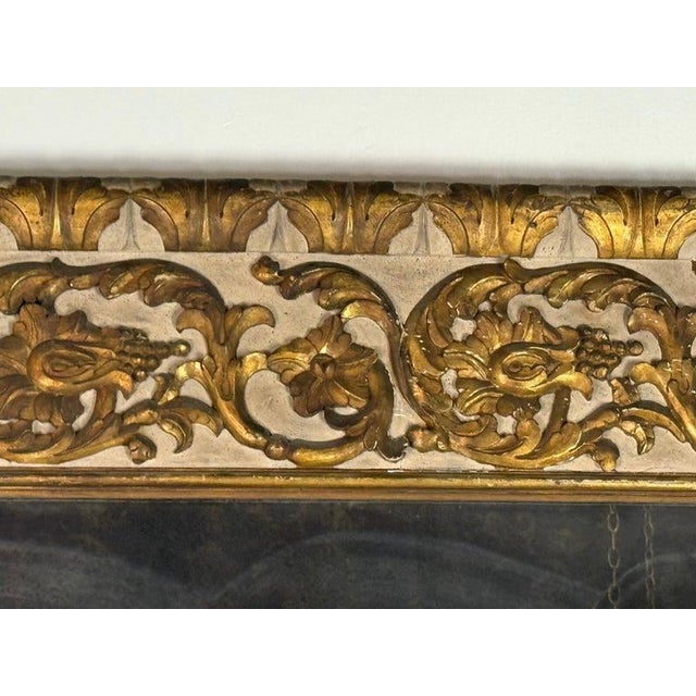 Glass Antique Wall Mirror, Gold Leaf and Wood, Late 19th Century Design For Sale - Image 7 of 8