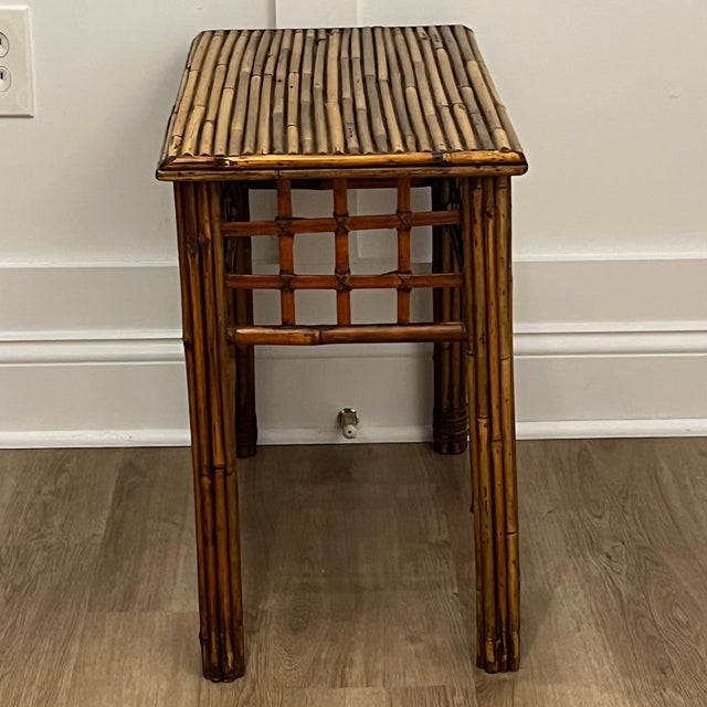 Vintage Pencil Reed Bamboo Side Table For Sale - Image 9 of 18