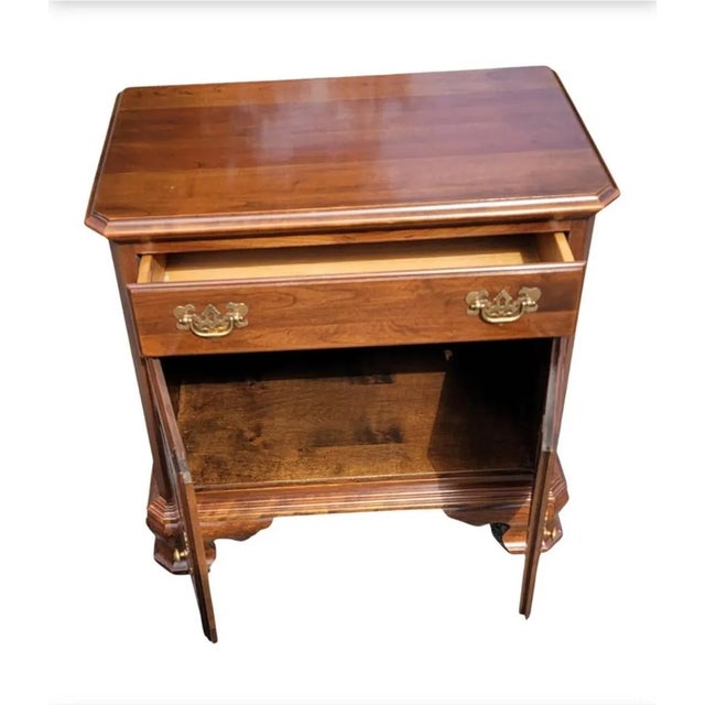 Ethan Allen Chippendale Style Solid Cherry Bedside Table