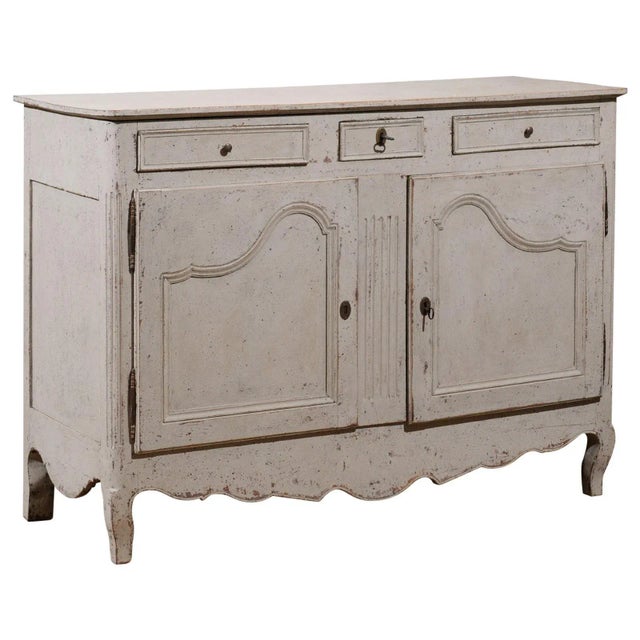 French 19th Century Painted Buffet with Drawers, Doors and Distressed Finish For Sale - Image 12 of 12