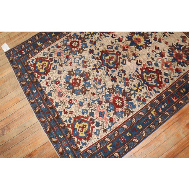 Late 19th Century Antique Zeychour Caucasian Kuba Rug - 4'3" x 5'3" For Sale - Image 5 of 7