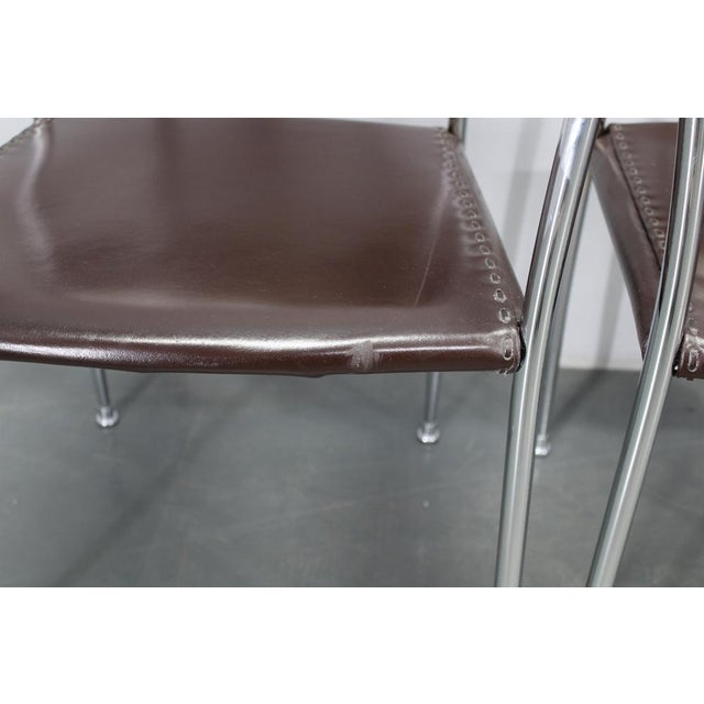 1980s Mid-Century Modern Armchairs in Leather & Chrome from Arper, 1980s, Set of 6 For Sale - Image 5 of 18