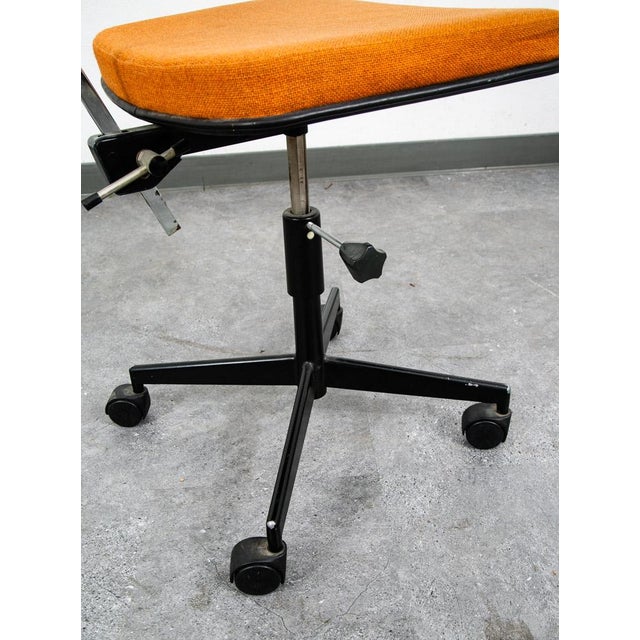 Metal Mid Century Modern Office Chair Task Swivel Work Orange Rasmussen Labofa Work For Sale - Image 7 of 12