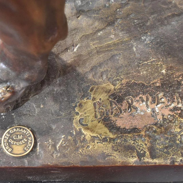 19th Century Bronze Warrior with Spear and Lion Sculpture from Antoine Louis Barye For Sale - Image 9 of 11