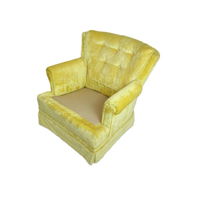 Vintage Sunshine Daffodil Yellow Velvet Lounge Chairs - A Pair For Sale - Image 9 of 13